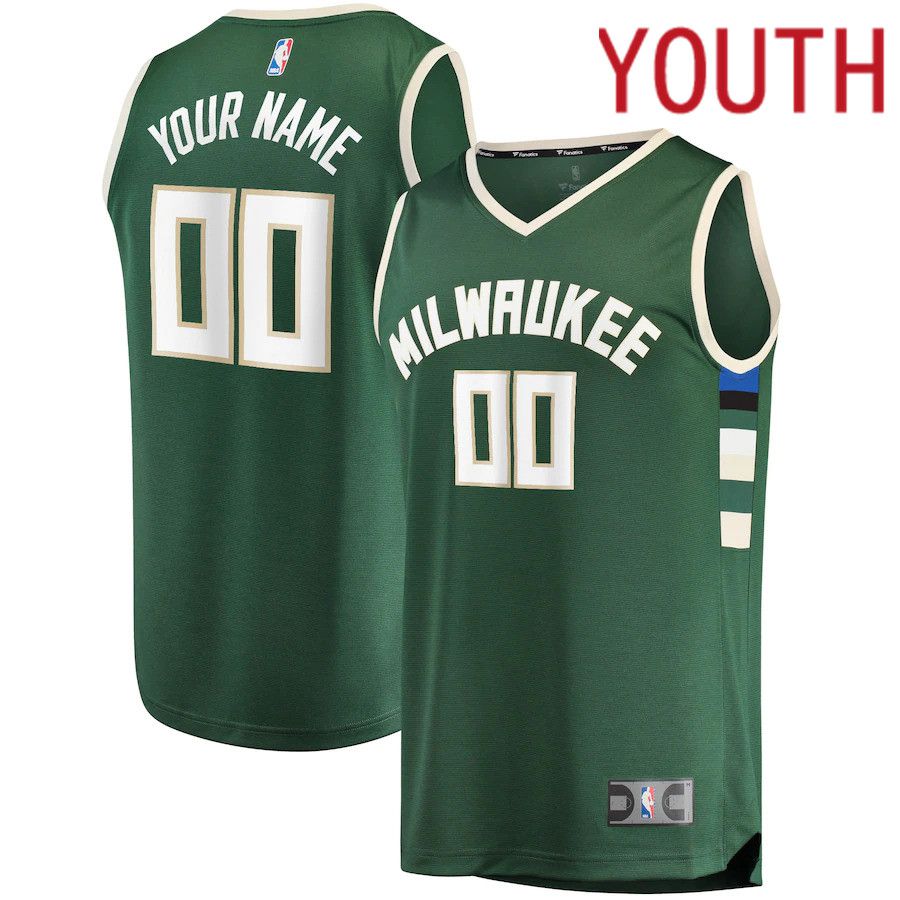 Youth Milwaukee Bucks Fanatics Branded Hunter Green Fast Break Custom Replica NBA Jersey->customized nba jersey->Custom Jersey